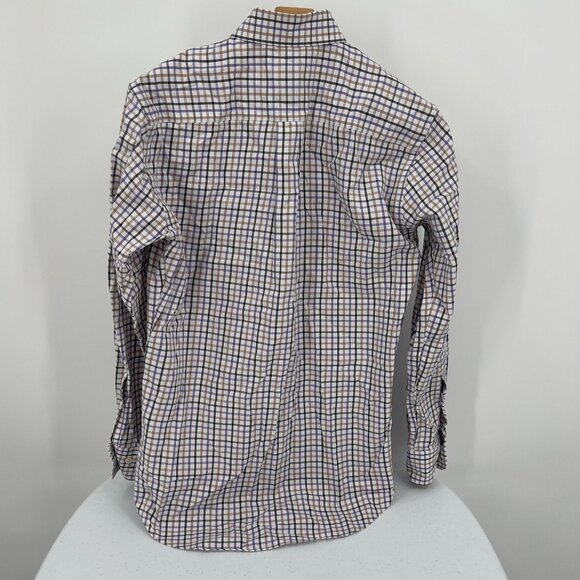 Peter Millar Mens Small Nanoluxe Easycare Checkered Purple Gray Button-Down Shir - Picture 3 of 7
